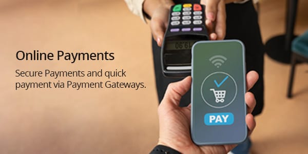 Secure payment and quick payment via payment gateway.