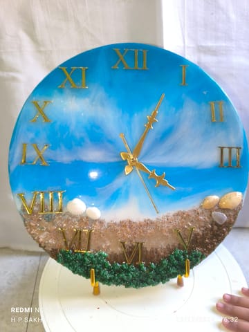 Ocean-Themed Resin Wall Clock 12"