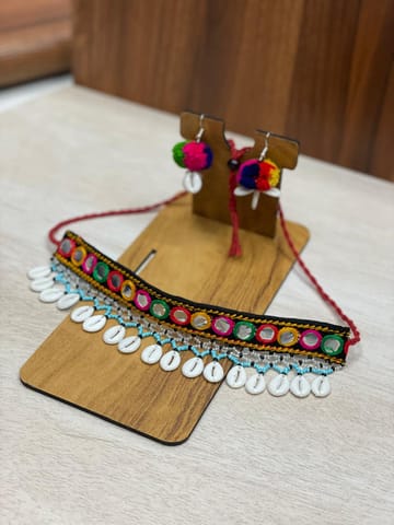 Bohemian Multicolor Mirror & Shell Choker