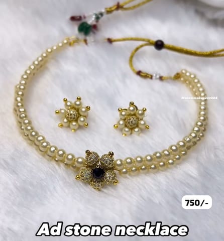 Elegant AD Stone Necklace Set with Earrings