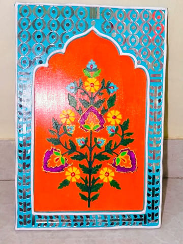 Hand-Painted Mirror Work Jharokha (12" x 8")