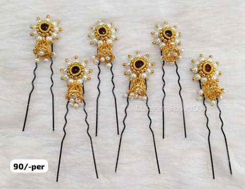 Elegant Golden Pearl Hair Pins