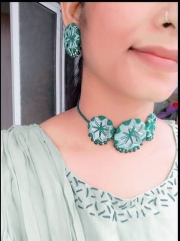 Handmade Mirror Work Choker Necklace for Ethnic and Festive Wear