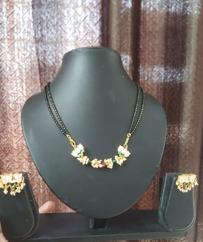 Elegant Floral Mangalsutra with Matching Earrings