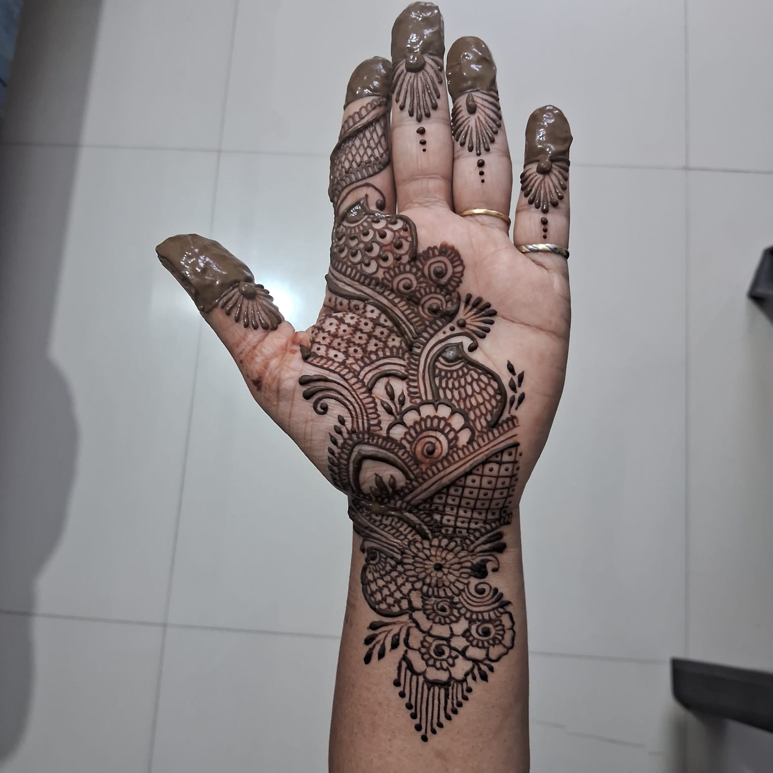 Elegant Peacock Mehndi Design Front And Back