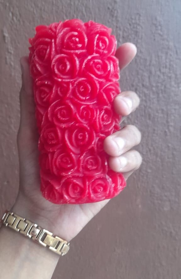 Handcrafted Rose Pillar Candle – Elegant & Fragrant